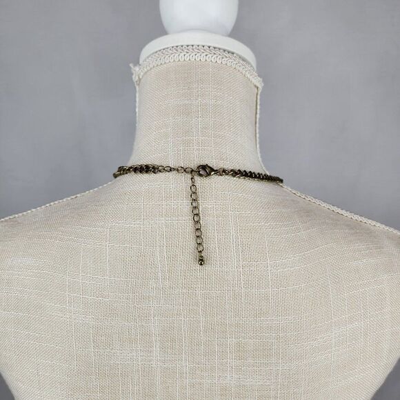 Women’s Bib Statement Collar Necklace Black & Crystal W/ Multi Color Dangle Bead - Picture 3 of 4